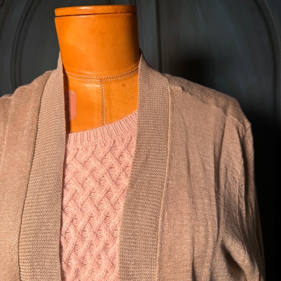 100%Linen, Women's Tan Sweater Cardigan - Picture 7 of 16